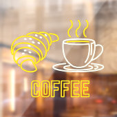 ネオン風コーヒーとクロワッサン看板 ウィンドウステッカー ウィンドウサイン (シート2)
