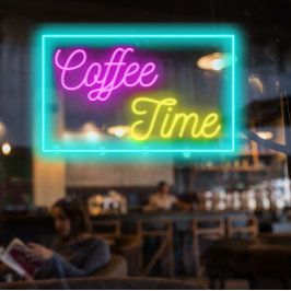 ネオン風コーヒータイム コーヒーショップ ウィンドウサイン