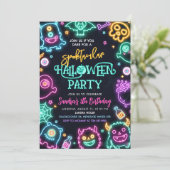 ネオン風ハロウィンお誕生日会招待状 招待状 (スタンド正面)