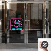 ネオン風ホットコーヒー ウィンドウサイン (オフィスドア)