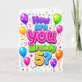 ネオン風船のお孫さんの5歳の誕生日 カード
