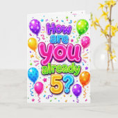 ネオン風船のお孫さんの5歳の誕生日 カード (黄色い花)