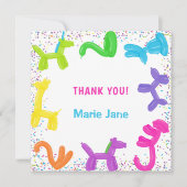 ネオン風船、動物の風船感謝していあなた サンキューカード (正面)