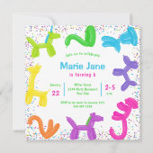 ネオン風船,動物風船招待状 招待状 (正面)