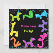 ネオン風船，動物風船招待状 招待状 (裏面)