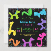 ネオン風船，動物風船招待状 招待状 (正面)