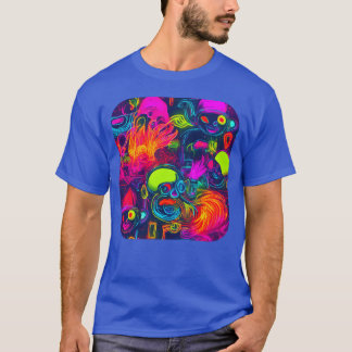ネオン風 80年代 レトロパーティー カラフル 発光 面白い Tシャツ