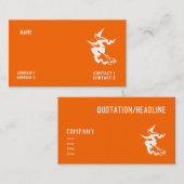 ネオン飛んでいるオレンジ色の怖い魔女 名刺 (正面/裏面)