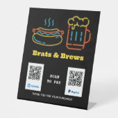 ネオン食品スキャンしてQRコード台座看板を支払う 台座サイン (正面)