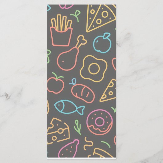 ネオン食品輪郭シームレスパターン メニュー (正面)
