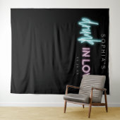 ネオン飲インラブバチェロレッテ背景 タペストリー (インサイチュ(横))