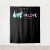 ネオン飲インラブバチェロレッテ背景 タペストリー (正面)