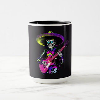 ネオン骸骨ギタリスト ハロウィン マグカップ