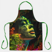 ネオン鮮やかの女性のヘッドクローズアップ エプロン (正面)