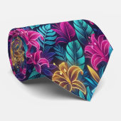ネオン鮮やかの花が夜を彩る ネクタイ (ロール)