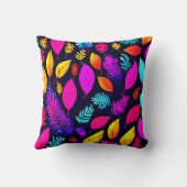 ネオン鮮やかの葉：魅力的な葉パターン クッション (裏面)