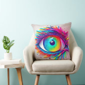 ネオン鮮やかアイ抽象芸術作品 クッション (椅子)