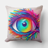 ネオン鮮やかアイ抽象芸術作品 クッション (正面)