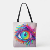 ネオン鮮やかアイ抽象芸術作品 トートバッグ (裏面)