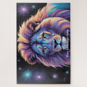 ネオン鮮やかエンジェスティカラフルオン野生動物アート ジグソーパズル (縦)