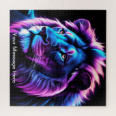 ネオン鮮やかエンジェスティカラフルオン野生動物アート ジグソーパズル (横)