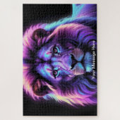 ネオン鮮やかエンジェスティカラフルオン野生動物アート ジグソーパズル (縦)