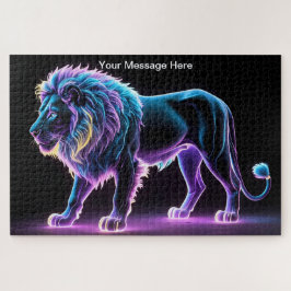 ネオン鮮やかエンジェスティカラフルオン野生動物アート ジグソーパズル