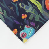 ネオン鮮やかカエル模様 フリースブランケット (角)