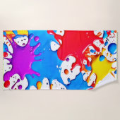 ネオン鮮やかカラーのスプラッシュ ビーチタオル (正面)