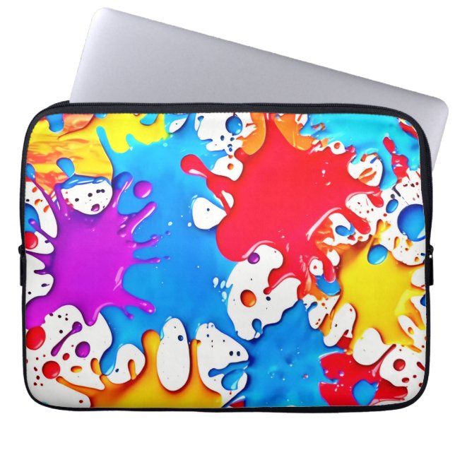 ネオン鮮やかカラーのスプラッシュ ラップトップスリーブ (正面)