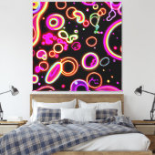 ネオン鮮やかグローパターン キャンバスプリント (インサイチュ (寝室))