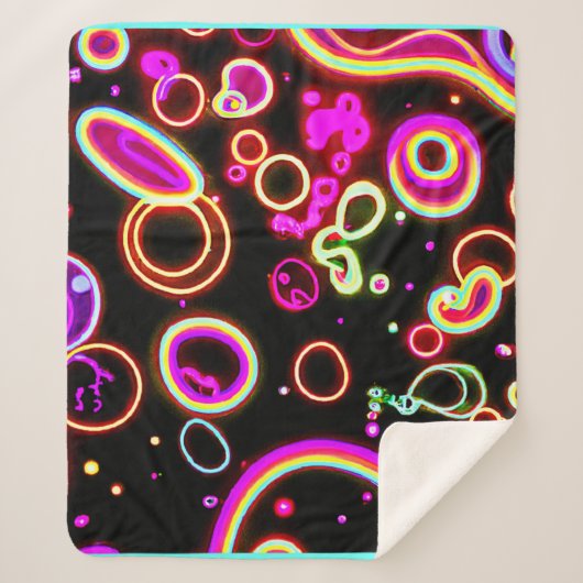 ネオン鮮やかグローパターン シェルパブランケット (正面)