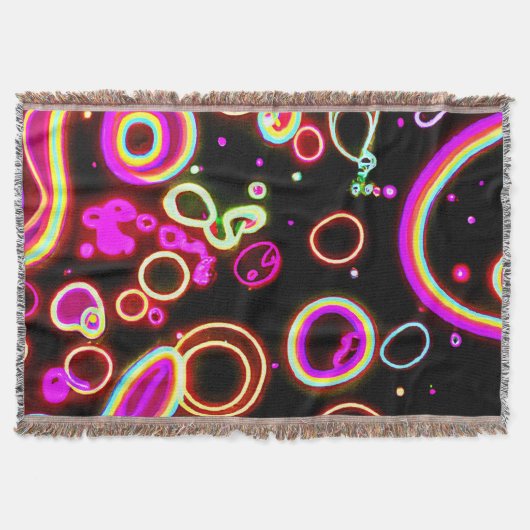 ネオン鮮やかグローパターン スローブランケット (正面)
