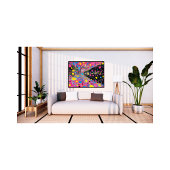 ネオン鮮やかコズミックドット抽象芸術宇宙デザイン フォトプリント           