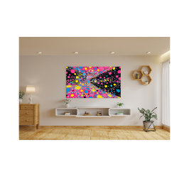 ネオン鮮やかコズミックドット抽象芸術宇宙デザイン フォトプリント