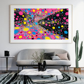 ネオン鮮やかコズミックドット抽象芸術宇宙デザイン フォトプリント           