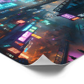 ネオン鮮やかサイバパンク通りシーンポスター ポスター (角)