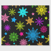 ネオン鮮やかスノーフレーク模様 ラッピングペーパー (フラット)