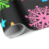 ネオン鮮やかスノーフレーク模様 ラッピングペーパー (ロールコーナー)