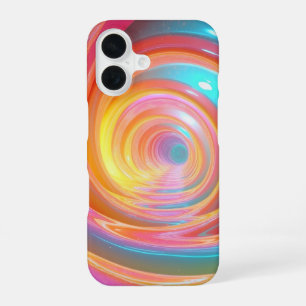 ネオン鮮やかスワール抽象芸術 iPhone 16ケース