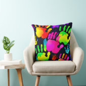 ネオン鮮やかハンドプリントアート クッション (椅子)