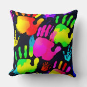 ネオン鮮やかハンドプリントアート クッション (正面)