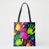 ネオン鮮やかハンドプリントアート トートバッグ (正面)