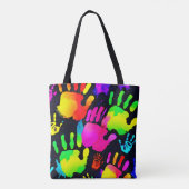 ネオン鮮やかハンドプリントアート トートバッグ (裏面)