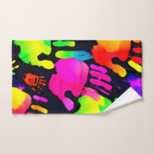 ネオン鮮やかハンドプリントアート バスタオルセット (ハンドタオル)