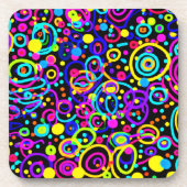 ネオン鮮やかパターンアートデザイン コースター (正面)