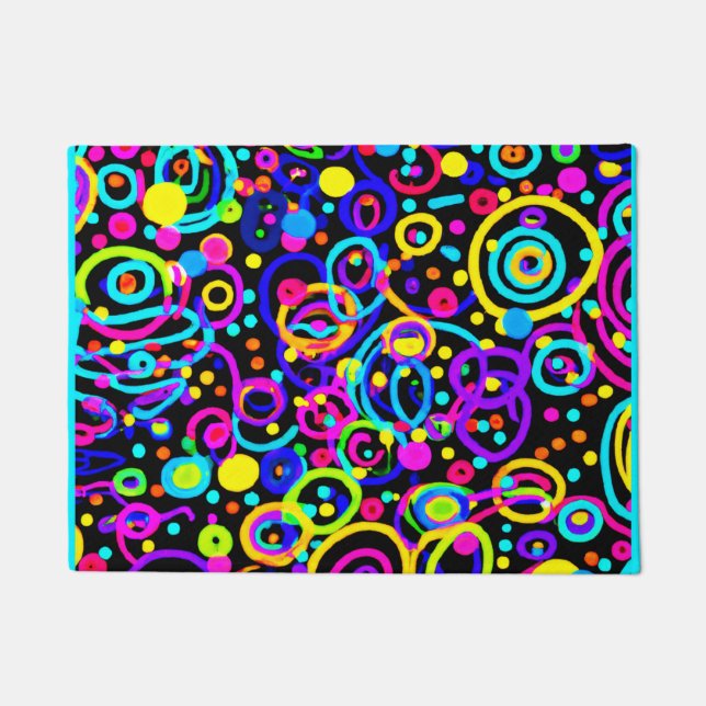 ネオン鮮やかパターンアートデザイン ドアマット (正面)