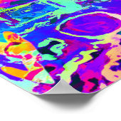 ネオン鮮やかパープルハート抽象芸術 ポスター (角)