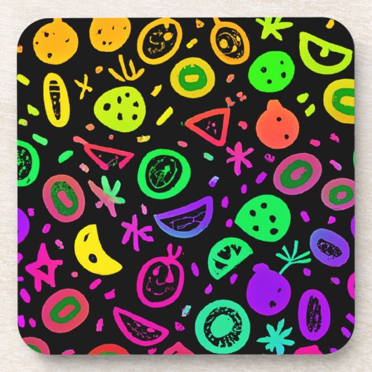 ネオン鮮やかフルーツパターンアート コースター (正面)