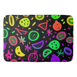 ネオン鮮やかフルーツパターンアート バスマット